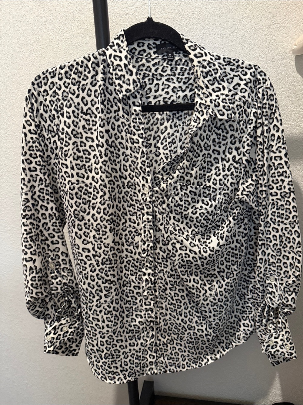 The Limited Black and White Leopard Print Button-Down Blouse